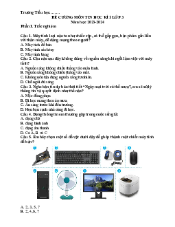 Đề cương ôn tập học kì 1 môn Tin học 3 | Kết nối tri thức