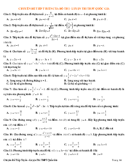 TOP 44 Câu hỏi trắc nghiệm Toán 12 về Tiếp tuyến của đồ thị