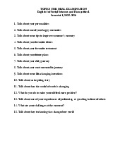 Topic nói tiếng anh. 15 Topics for Oral Examination Semester I 2025-2026