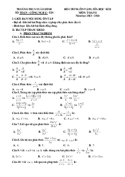 Đề cương giữa kì 2 Toán 8 năm 2023 – 2024 trường THCS Xuân Đỉnh – Hà Nội