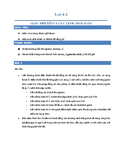 Đề bài thí nghiệm môn Hệ điều hành LAB 4-2: Giao tiếp I/O và các lệnh tính toán | Đại học Sư phạm Kỹ thuật Thành phố Hồ Chí Minh