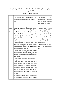 Giải bài tập SGK Sinh học 10 bài 12: Thực hành: Thí nghiệm co và phản co nguyên sinh