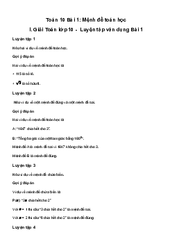 Giải Toán 10 Bài 1: Mệnh đề toán học | Cánh diều