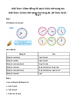 Giải Toán 3: Xem đồng hồ | Chân trời sáng tạo