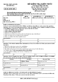 Đề thi tuyển sinh vào lớp 10 môn Tiếng Anh năm học 2016 - 2017 Trường THPT Chuyên Nguyễn Huệ Hà Nội lần 2