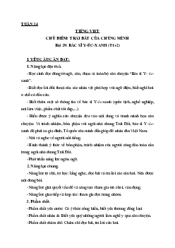 Bài 29: Bác sĩ Y-éc-xanh - Tiết 1+2 | Giáo án Tiếng Việt 3 | Kết nối tri thức