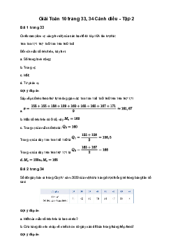Giải Toán 10 Bài 2: Các số đặc trưng đo xu thế trung tâm cho mẫu số liệu không ghép nhóm | Cánh diều