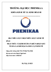 Nhận thức và định hướng nghề nghiệp cho tương lai khi học ngành Luật kinh tế | Bài tiểu luận học phần Nhập môn Luật kinh tế | Trường Đại học Phenikaa
