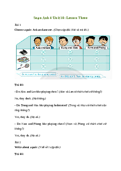 Giải Tiếng Anh lớp 4 Unit 10: Lesson Three | Family and Friends