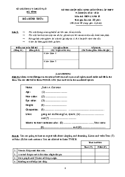 Kỳ thi chọn học sinh giỏi cấp tỉnh năm học 2012-2013 môn thi Tiếng Anh 10 tỉnh Hà Tĩnh(có đáp án)