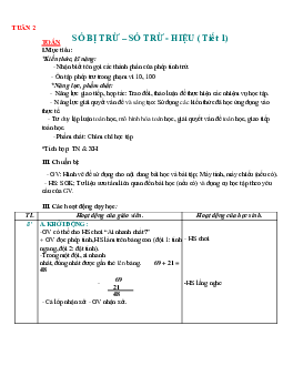 Giáo án Toán 2 tuần 2 sách Chân trời sáng tạo