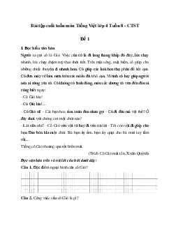 Giải Bài tập cuối tuần lớp 4 môn Tiếng Việt Chân trời sáng tạo - Tuần 8