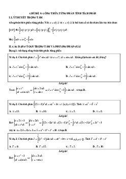 Chuyên đề trắc nghiệm công thức từng phần tính tích phân Toán 12