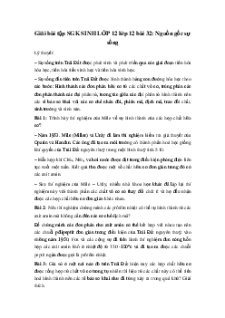 Giải bài tập SGK Sinh học lớp 12 bài 32: Nguồn gốc sự sống