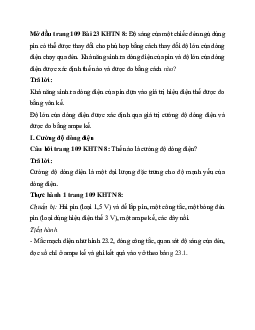 Giải Khoa học tự nhiên 8 bài 23: Cường độ dòng điện và hiệu điện thế | Cánh diều