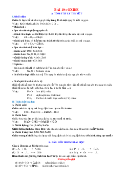 Chuyên đề KHTN 8 Kết nối tri thức bài 10 Oxide