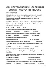 Câu hỏi trắc nghiệm hoá sinh đại cương | Trường Đại học Hồng Đức