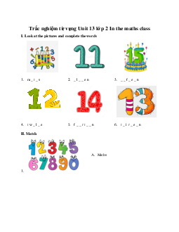 Trắc nghiệm từ vựng Unit 13 lớp 2 In the maths class | Tiếng Anh 2 Global Success