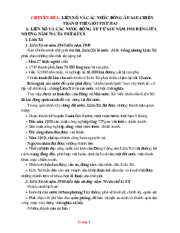 Chuyên đề bồi dưỡng HSG Lịch sử 9: Liên Xô và các nước Đông Âu sau chiến tranh thế giới thứ hai