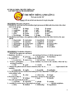 Kỳ thi Olympic truyền thống 30-4 lần thứ XIII tại thành phố Huế đề thi môn Tiếng Anh lớp 11