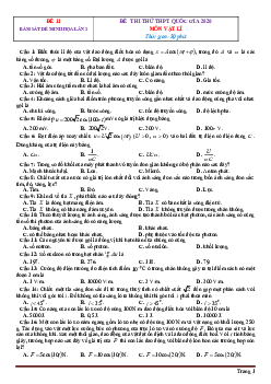 Bộ đề thi thử Quốc gia 2020 môn Lý tinh giản từ đề minh họa lần 2 (có đáp án)