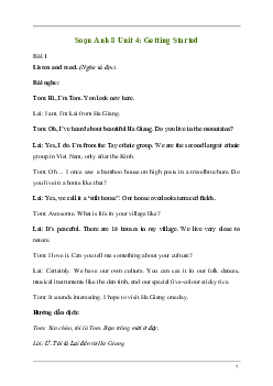 Giải Tiếng Anh 8 Unit 4: Getting Started | Kết nối tri thức