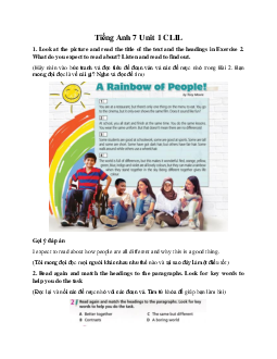 Tiếng Anh 7 Right On Unit 1 CLIL