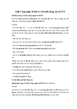 Giải Công nghệ 10 Bài 5: Giá thể trồng cây KNTT