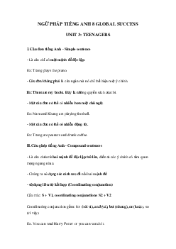 Ngữ pháp Unit 3 lớp 8 Teenagers Global success