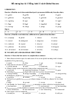 Đề cương học kì 1 Tiếng Anh 11 | Global Success