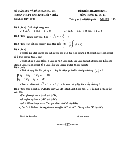 Đề kiểm tra học kỳ 1 Toán 11 năm 2019 – 2020 trường THPT Nam Kỳ Khởi Nghĩa – TP HCM