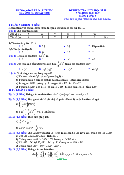 Đề kiểm tra giữa học kì 2 Toán 7 năm 2018 – 2019 trường THCS Tây Tựu – Hà Nội