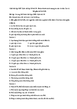 Giải bài tập SBT Lịch sử lớp 10 bài 33: Hoàn thành cách mạng tư sản ở châu Âu và Mĩ giữa thế kỉ XIX