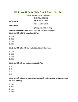 Bộ đề thi học kì 2 môn Toán 3 năm 2022 - 2023  | Cánh diều