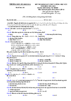 Đề kiểm tra Học Kì 1 Hóa 10 THPT Yên Khánh A năm 2021-2022 (có đáp án)