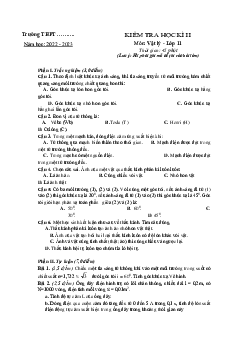 Đề thi học kì 2 môn Vật lý lớp 11 năm 2022 - 2023| đề 4
