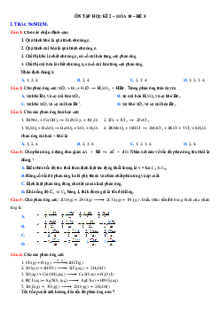 Đề thi học kì 2 lớp 10 môn Hóa học Chân trời sáng tạo năm 2023 - Đề 8
