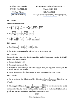 Đề kiểm tra chất lượng Toán 7 năm 2019 – 2020 trường chuyên Hà Nội – Amsterdam