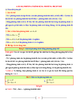 Tài liệu Toán 9 chủ đề giải hệ phương trình bằng phương pháp thế