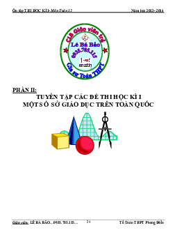 Đề thi HK1 lớp 12 một số Sở GD và ĐT trên toàn quốc