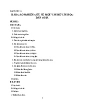 Báo cáo nghiên cứu về một vấn đề văn học dân gian | Ngữ Văn 10