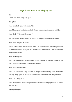 Giải Tiếng Anh 8 Unit 2: Getting Started | Kết nối tri thức