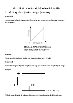 Giải Vật lí 11 Bài 3: Điện thế, hiệu điện thế, tụ điện | Cánh diều
