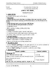Giáo án môn Tiếng anh lớp 4 tuần 6 - Unit 3: My week | Bộ sách Global Success | Tiểu học ( Chương trình mới)