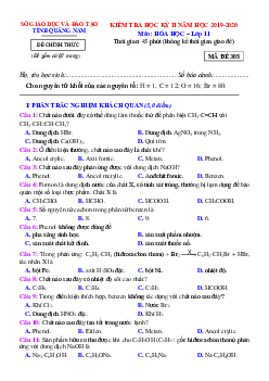 Đề thi HK2 môn Hóa 11 Sở GD&ĐT Quảng Nam 2019-2020 (có đáp án)