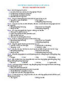 Trắc nghiệm Địa 12 bài 25 có đáp án: Tổ chức lãnh thổ nông nghiệp