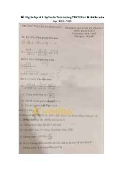 Đề thi giữa học kì 1 lớp 9 môn Toán trường THCS Phan Đình Giót năm học 2018 - 2019