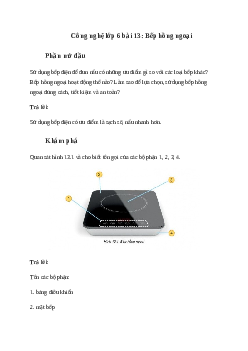 Giải Công nghệ 6 Bài 13: Bếp hồng ngoại | Kết nối tri thức