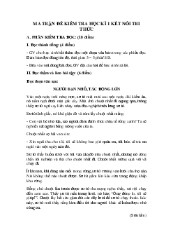 Đề thi học kì 1 môn Tiếng Việt 3 năm 2023 - 2024 (Đề 6) | Kết nối tri thức