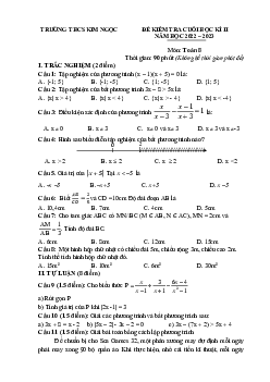 Đề học kì 2 Toán 8 năm 2022 – 2023 trường THCS Kim Ngọc – Vĩnh Phúc